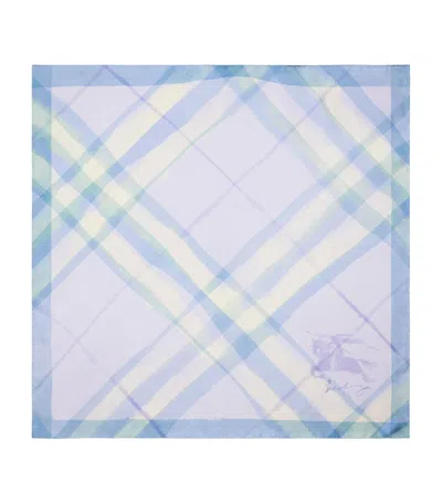 Burberry Silk Watercolour Check Scarf In Blue