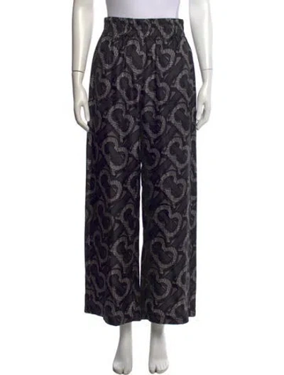 Pre-owned Burberry Silk Wide Leg Pants In Black