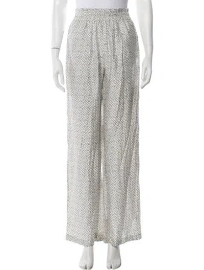 Pre-owned Burberry Silk Wide Leg Pants In Black/white