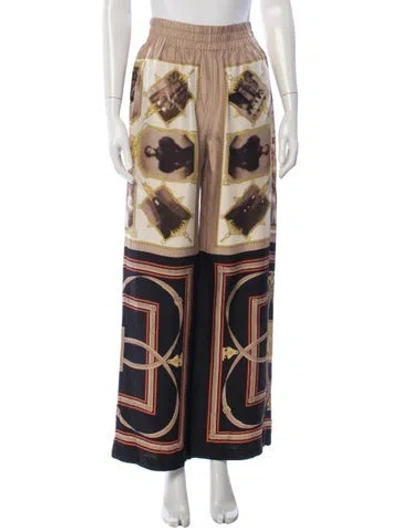 Pre-owned Burberry Silk Wide Leg Pants In Neutral