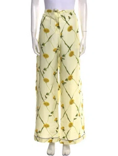 Pre-owned Burberry Silk Wide Leg Pants W/ Tags In Yellow