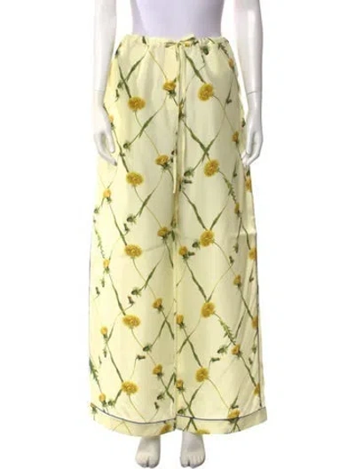 Pre-owned Burberry Silk Wide Leg Pants W/ Tags In Yellow