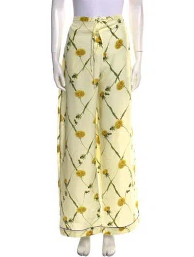 Pre-owned Burberry Silk Wide Leg Pants In Yellow
