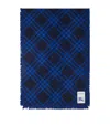 Burberry Silk-wool Wide Check Scarf In Blue