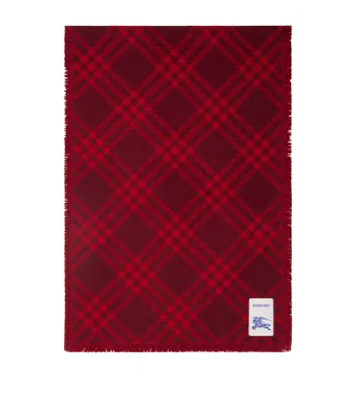 Burberry Silk-wool Wide Check Scarf In Burgundy