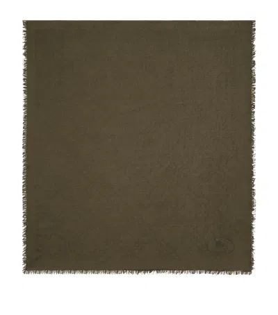 Burberry Silk-wool Wide Check Scarf In Green