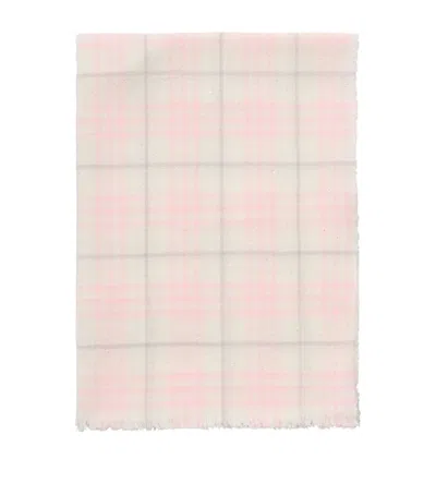 Burberry Silk-blend Embellished Check Scarf In Pink