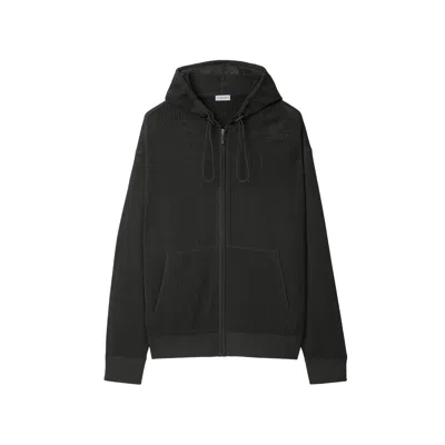 Burberry Silk-cotton Mesh Zip-up Hoodie In Black