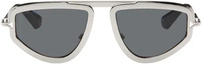 Burberry Silver Aviator Sunglasses In Gray