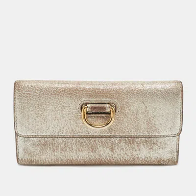 Pre-owned Burberry Silver Leather Continental Wallet
