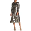 BURBERRY BURBERRY SILVER LONG SLEEVE DRESS WITH STITCH DETAIL