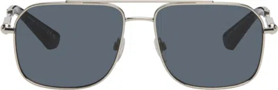 Burberry Silver Metal Logo Sunglasses In 100587