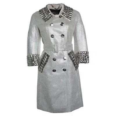 Pre-owned Burberry , Silver Metallic Trench Coat