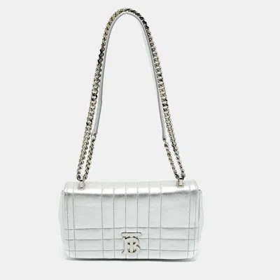 Pre-owned Burberry Silver Quilted Leather Small Lola Shoulder Bag