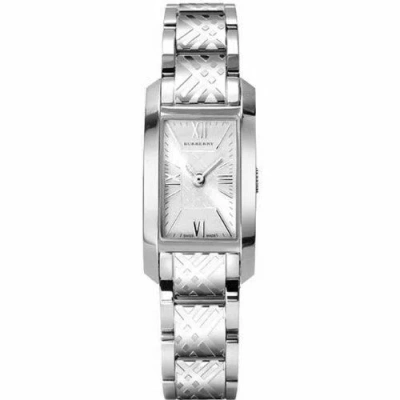 Pre-owned Burberry Silver Tone,stainless Steel,roman Numerals,etched Watch Bu1091