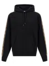 Burberry Ekd Embroidered Check Trim French Terry Full Zip Hoodie In Black