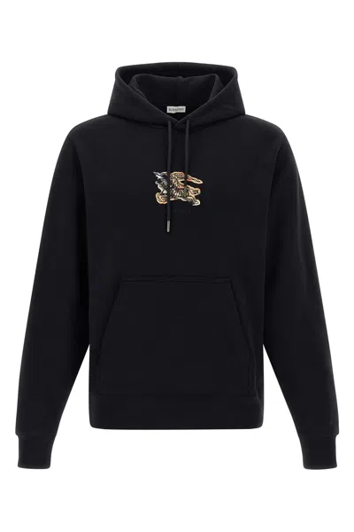 Burberry Hoodie With Front Pocket And Ribbed Cuffs In Black