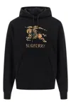Burberry Men Black Hoodie With Drawstring Hood And Ekd Print And Logo Lettering On The Front In Cott In Black