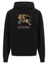 Burberry Men Black Hoodie With Drawstring Hood And Ekd Print And Logo Lettering On The Front In Cott In Black
