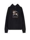 Burberry Men Black Hoodie With Drawstring Hood And Ekd Print And Logo Lettering On The Front In Cott In Black