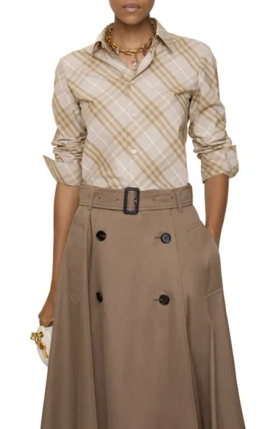 Burberry Simone Check Button-up Shirt In Brown