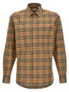 Burberry Caxbridge Plaid Printed Long-sleeved Shirt In Orange