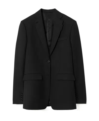 Burberry Single-breast Lapel Blazer In Black