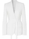 Burberry Single-breasted Belted Blazer In White