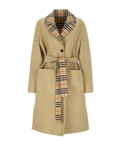 Burberry Long-sleeved Coat In Brown