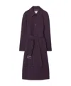 Burberry Single-breasted Belted Wool Coat In Purple