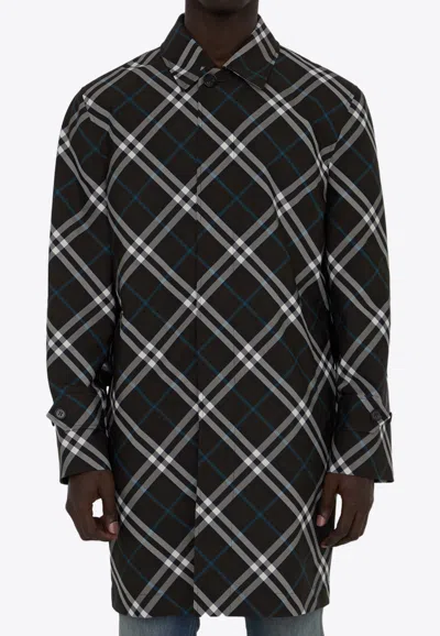 Burberry Check Medium Trench Coat In Brown