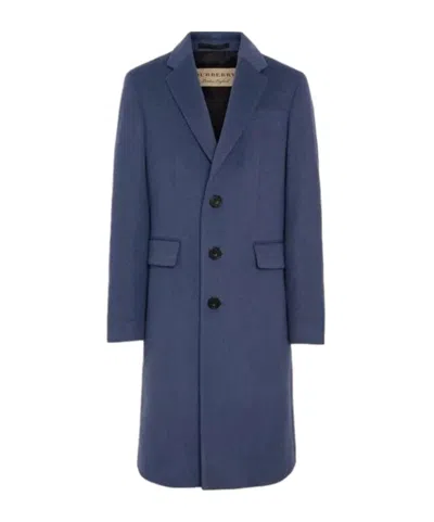 Burberry Single-breasted Coat In Blue