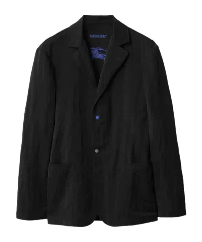 Burberry Single-breasted Crinkled Blazer In Black