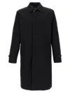 Burberry Collared Coat With Side Pockets And Long Sleeves In Black