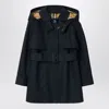 Burberry Single-breasted Navy Blue Cotton Trench Coat In Black