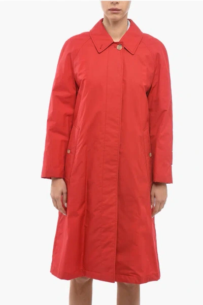 Burberry Single Breasted Padded Coat With Hidden Closure In Red