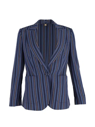 Pre-owned Burberry Single-breasted Striped Blazer In Blue