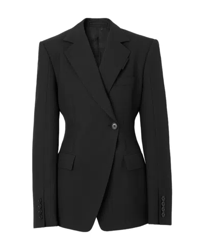 Burberry Single Breasted Tailored Blazer In Black