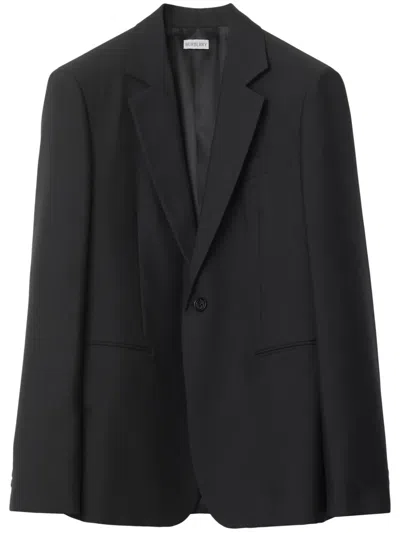 Burberry Single-breasted Tailored Wool Blazer In Black