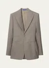 Burberry Single-breasted Wool Blazer Jacket In Khaki/cream