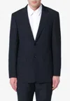Burberry Single-breasted Wool Blend Jacket In Navy
