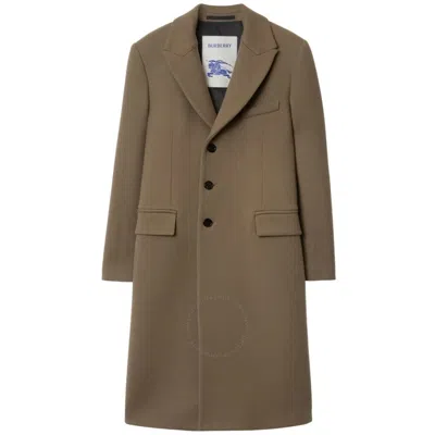 Burberry Single Breasted Wool Coat In Brown