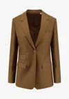 Burberry Single-breasted Buttoned Blazer In Brown