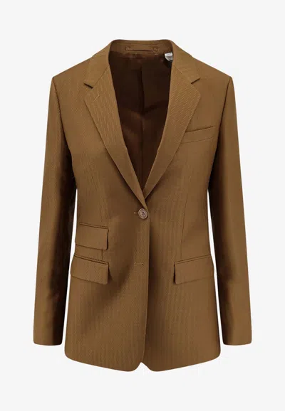 Burberry Single-breasted Buttoned Blazer In Brown