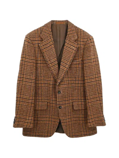 Pre-owned Burberry Single-breasted Check Blazer In Brown
