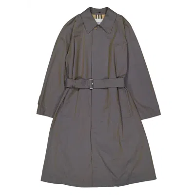 Burberry Single-breasted Cotton Car Coat In Gray