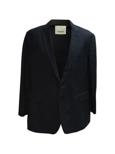 Pre-owned Burberry Single-breasted Pocket Blazer In Blue