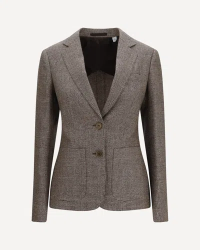 Burberry Single-breasted Wool And Linen Blazer In Brown