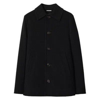 Burberry Single-breasted Wool Short Coat In Black