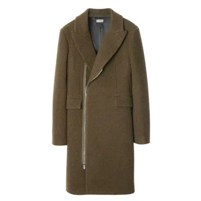 Burberry Single-breasted Wool Zip Tailored Coat In Green
